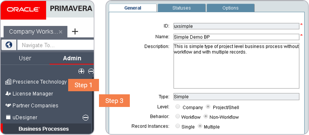 creating business process using unifier