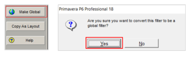 Primavera P6 Activities Filtering